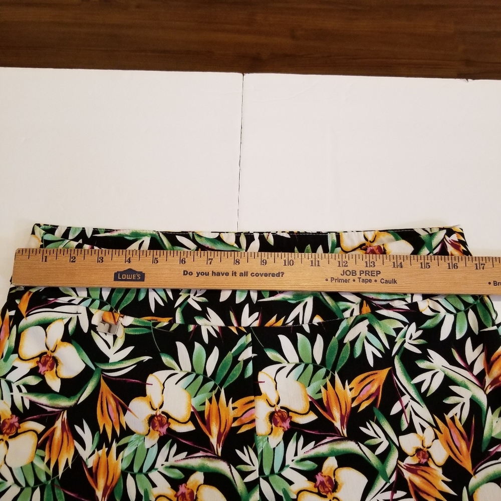 Catherine Malandrino Pants Women's Large Cropped Capri Multi Color Floral Hawaii - Picture 7 of 8